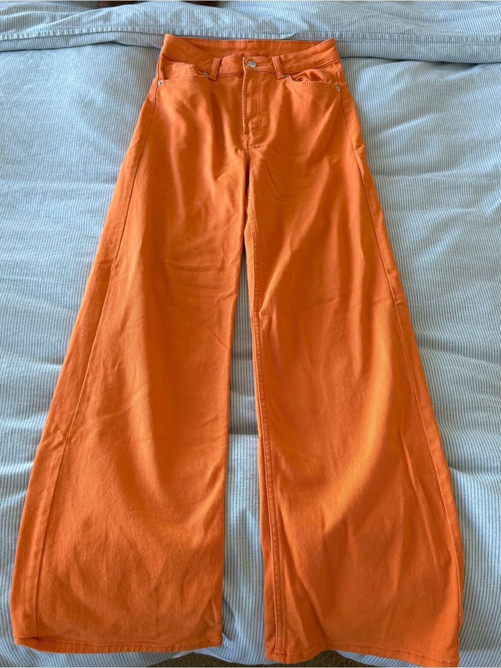 H&M Orange Wide Leg High Waisted Jeans